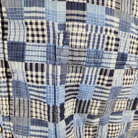 Bill’s Khakis Button Mens LS 2XL Blue Denim Patch Look Square Cotton USA - Picture 2 of 5